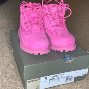 Pink Timberland boots